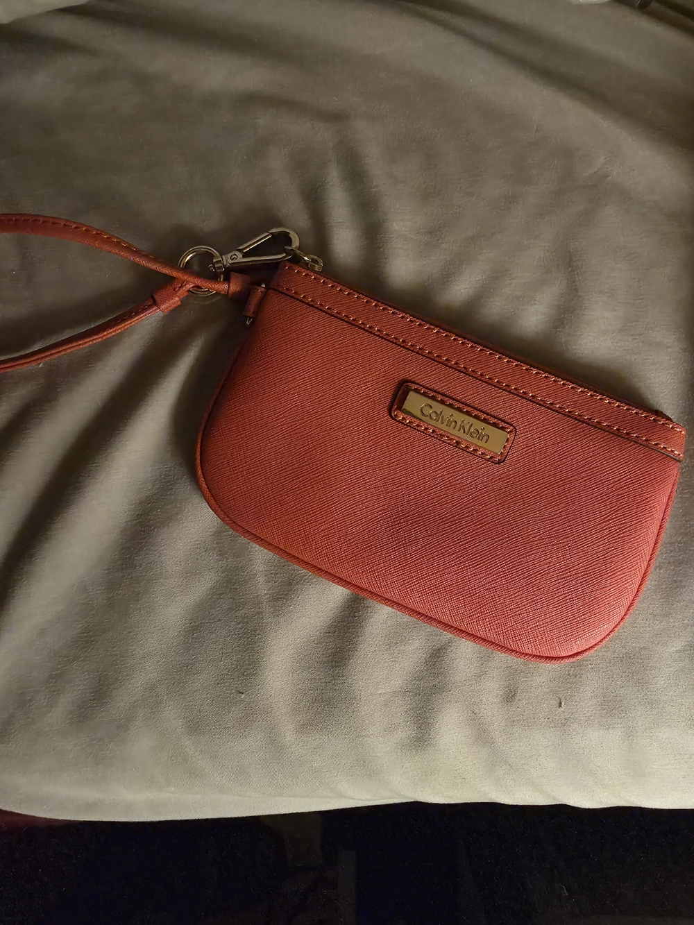 Calvin Klein Coral-Red Wristlet Clutch